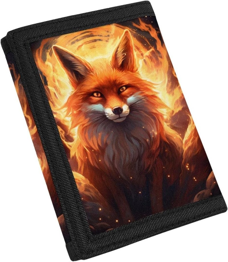 GLUDEAR Kids Boys Girls Wallet Trifold Youth Wallet Coin Pocket Card Holders Animal Wallets Money Organizer,Fire Moon Fox - Image 2